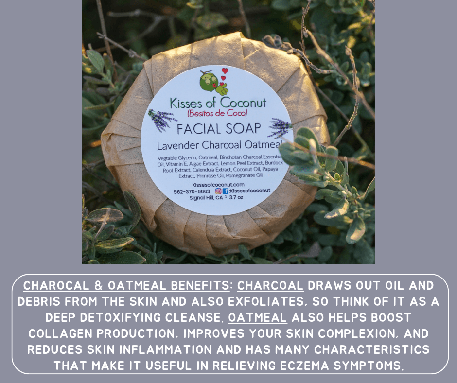 Lavender Charcoal Oatmeal Facial Soap - Kisses of Coconut