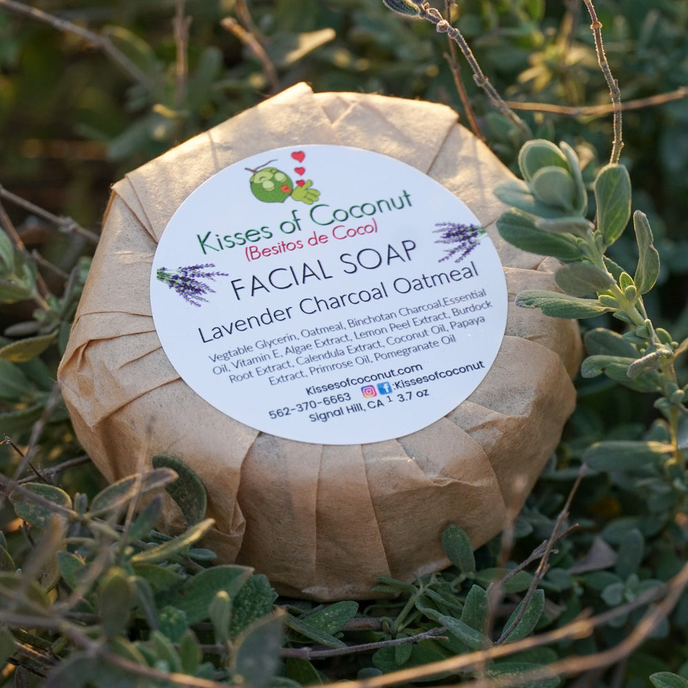 Lavender Charcoal Oatmeal Facial Soap - Kisses of Coconut